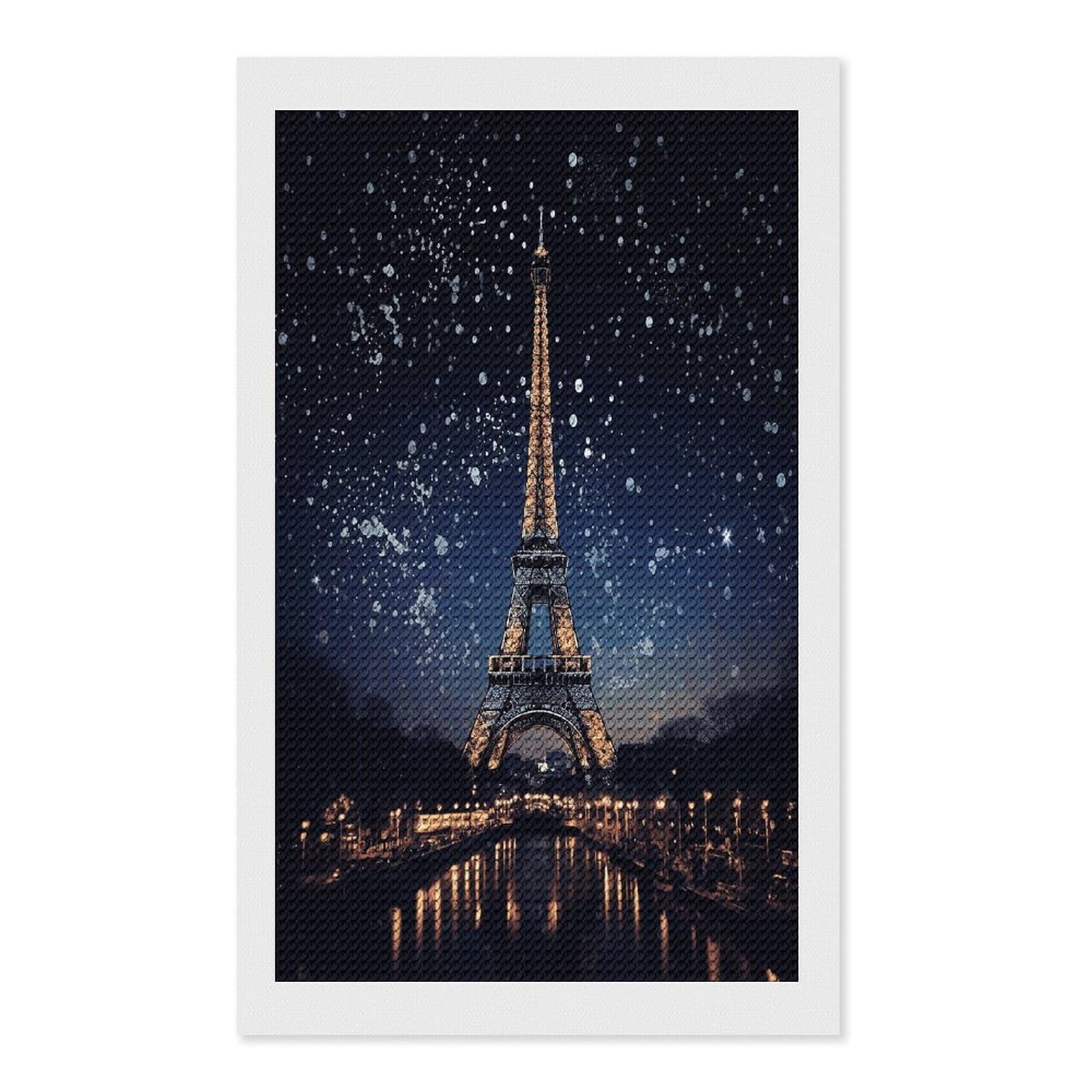 VstaDank Night Paris Eiffel Tower Diamond Painting Kits Exquisite DIY Full Round Drill Diamond Dots Painting for Adults Beginner Diamond Photo Paint with Diamond Picture Art Wall Decor 12"x20"