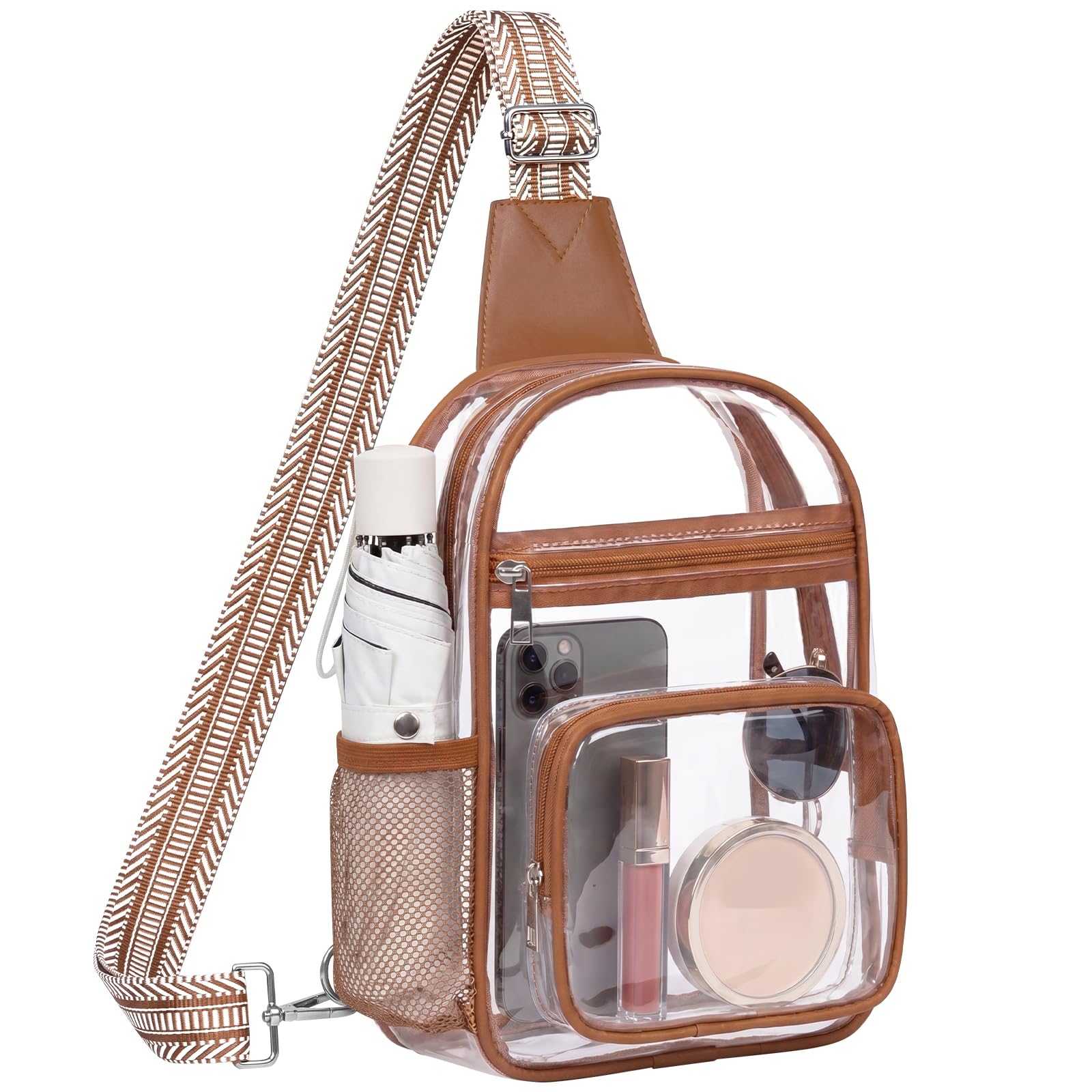 Transparente Tasche im Stadion-Design, Umhängetasche, Sportveranstaltung, Crossbody-Tasche