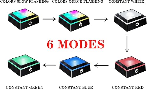 Miniatura 2 de EUSTUMA Base de luz LED antideslizante cuadrada en una variedad de colores, adecuado para obras de arte esféricas de cristal (base LED para bola de