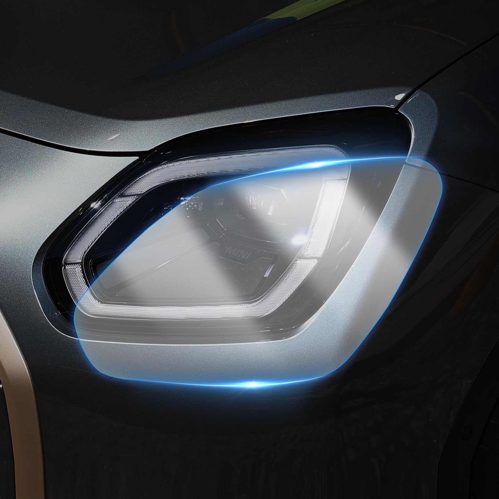 KUNGKIC 新型 ミニクーパー カントリーマン U25 COUNTRYMAN 2025 2024 2023 専用 ヘッドライト保護フィルム TPU スクラッチガード 黄変防止 自己修復 エクステリア アクセサリー 外装 (クリア)