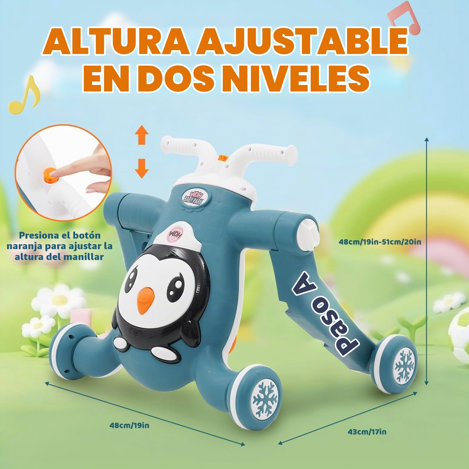 Andador 3 en 1 para aprender a andar sentado a pie, juguete multifuncional para bebé deslizante, centro de actividades para niños con música, juguete deslizante y juguete de dibujo, regalo para niños