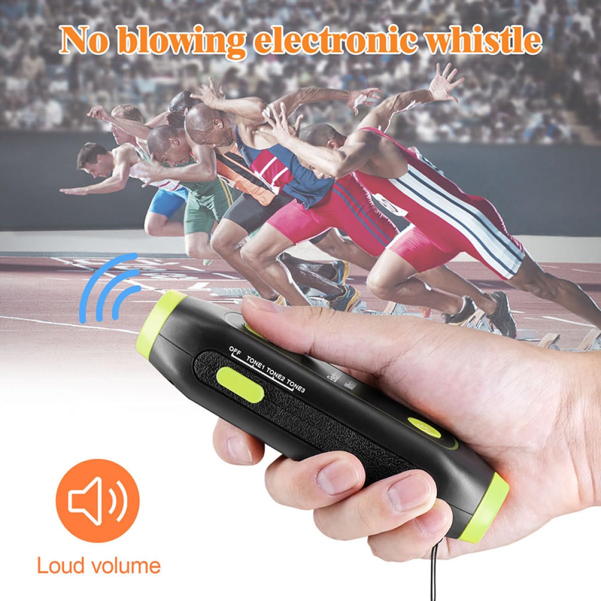 Hemobllo Fischietto Elettronico Verde con Torcia, 3 Toni, Laccetto | Abs con Componenti Elettronici e Magnete, per Allenatori e Marina, Uso Gare e Guide Traffico