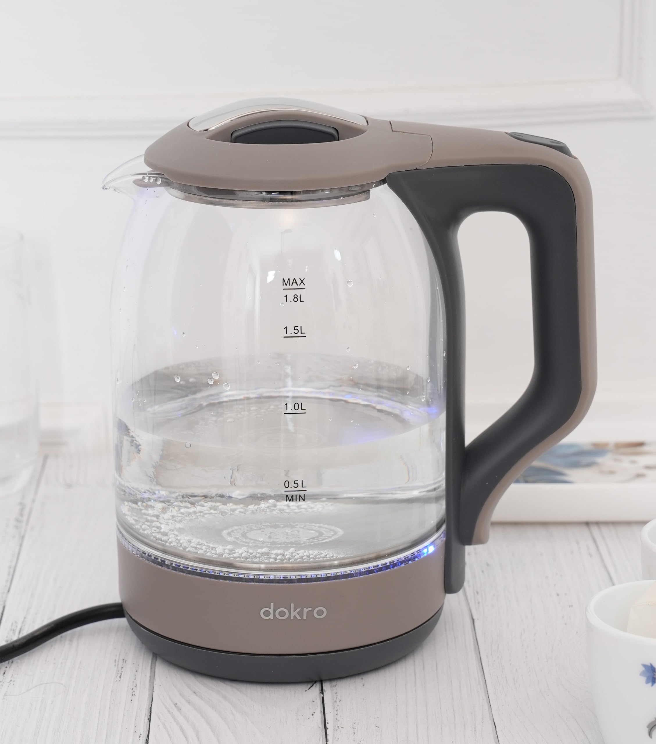 Electric Glass Kettle(1.8-Litre) | Fast heating with 1500W Power | Food-Grade Borosilicate Glass | Automatic shut-off | 360° Swivel Base | LED Indicator (Transparent Glass Kettle(1.8 Liter))-image-12