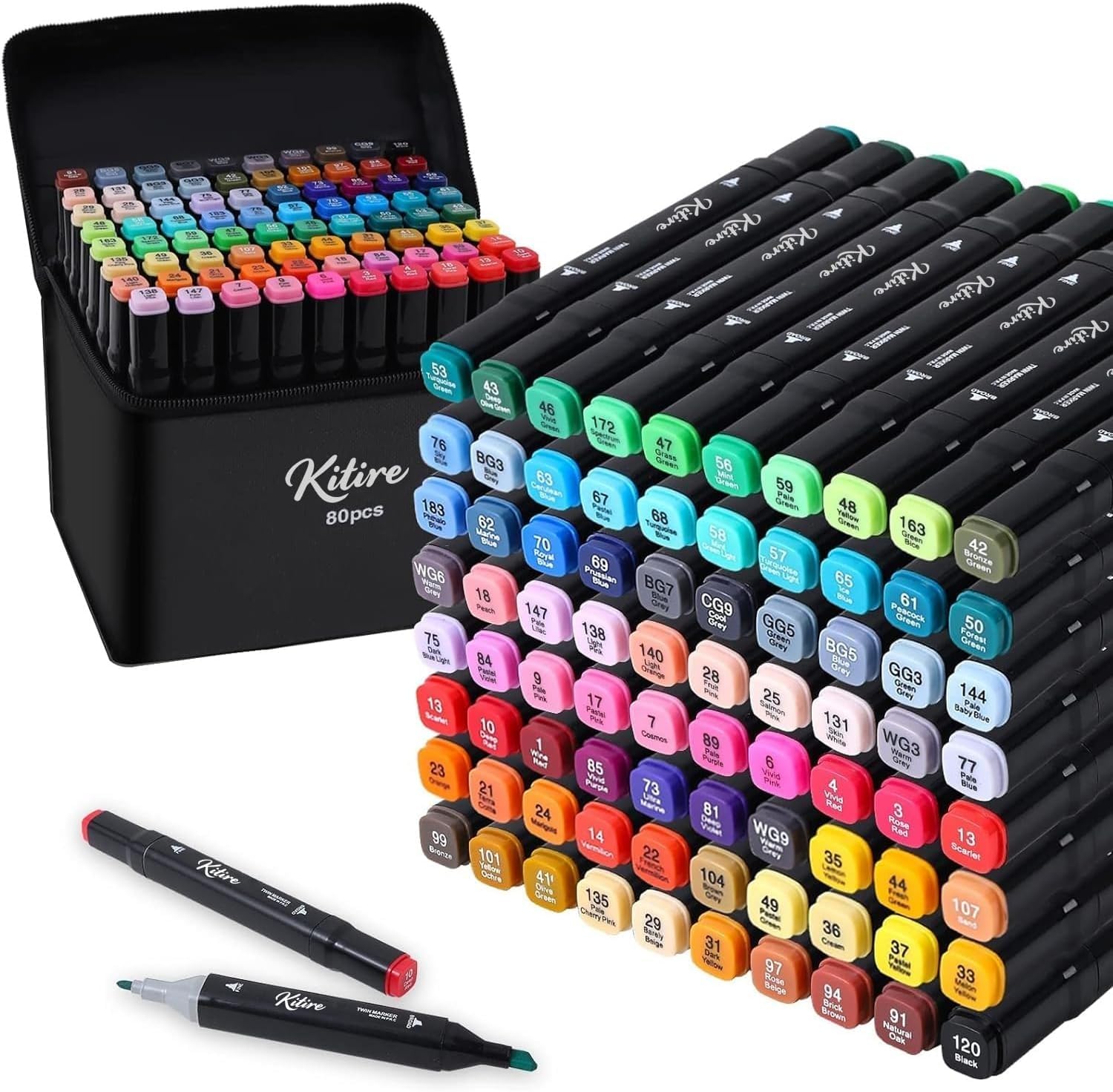 Alkohol Marker Stifte Set, Marking ink 80 Colouring Alcohol Marker Brush Tip,Quick Drying Permanent Twin Marker Pens, Art Markers for Coloring Book, Drawing stifte, Manga, Painting, Anime, Sketching