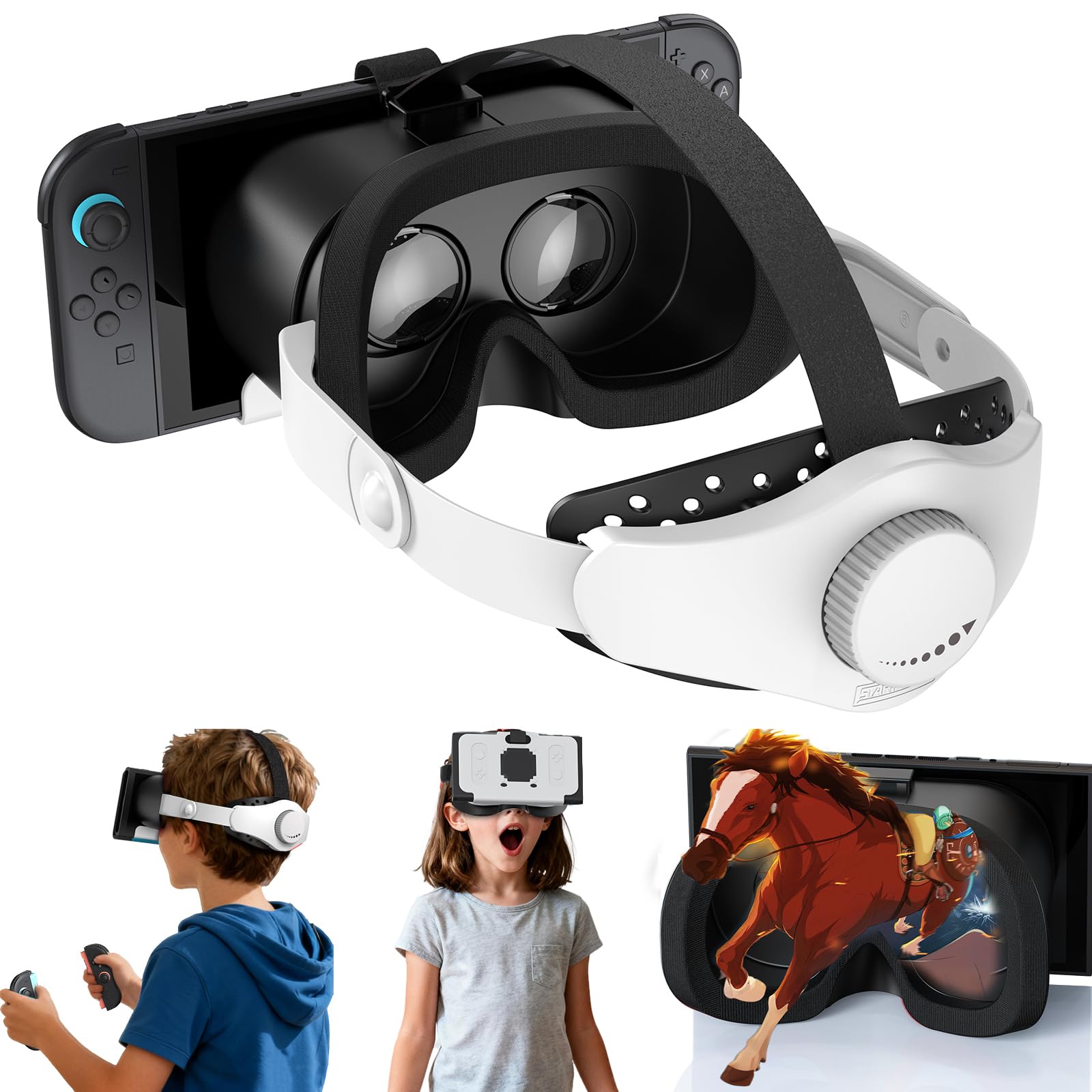 Casque VR amélioré pour Switch 2, blanc et noir