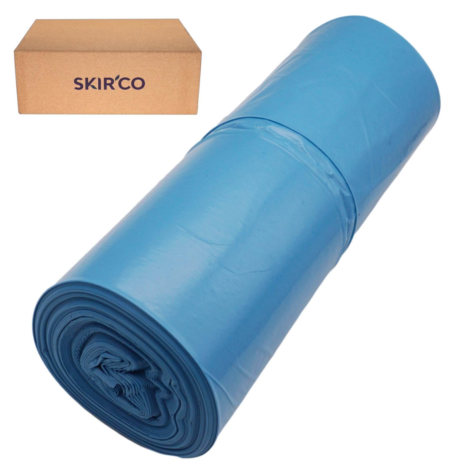 SKIR'CO Bolsas de basura de 160 litros, bolsas de basura azules de 90 x 110 cm, bolsas de basura de color azul (120 unidades)