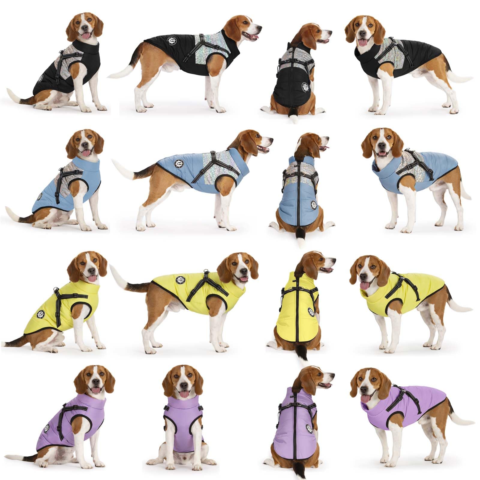 Manteau Chien Hiver Manteau pour Chien avec Harnais, Veste Imperméable pour Chiens de Ppetite Mmoyenne et Grande Taille, Lavable en Machine Bandes Réfléchissantes