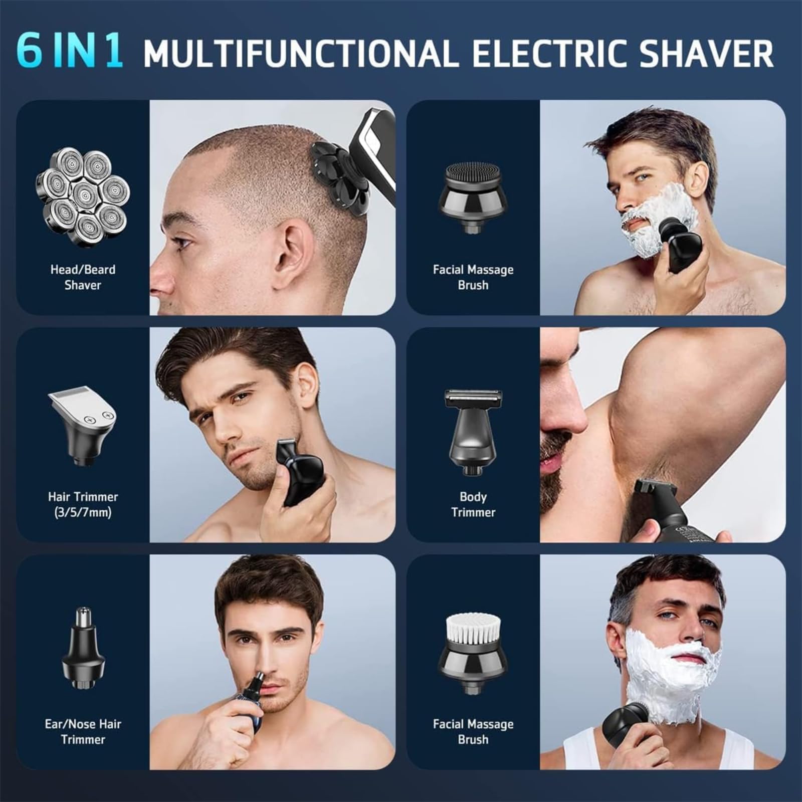 Bawldy 9.0 Rasoio, Bawldy Pro Head Shaver, 9D Floating Blade Heads, IPX7 Impermeabile Wet Dry Shaving, Ricaricabile Cordless Razor