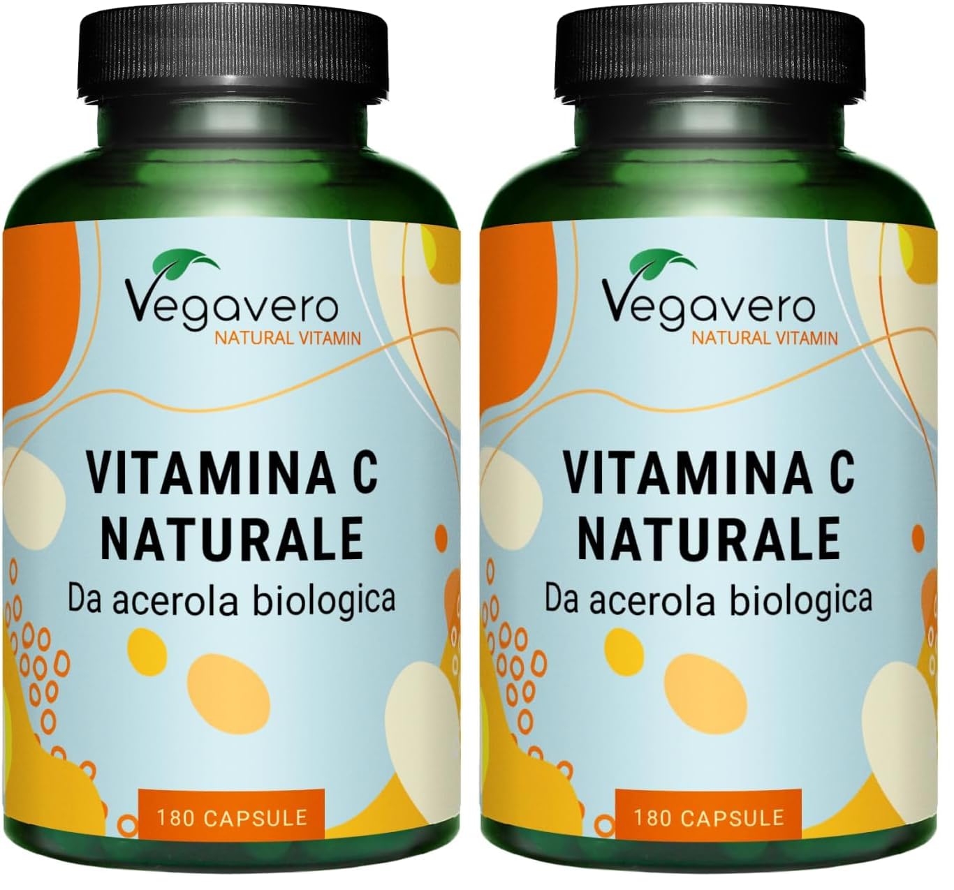 Natürliches Vitamin C Vegavero | aus Bio Acerola Extrakt | Vegan | Immunsystem stärken * | Ohne Zusatzstoffe | 180 Kapseln (Packung mit 2)
