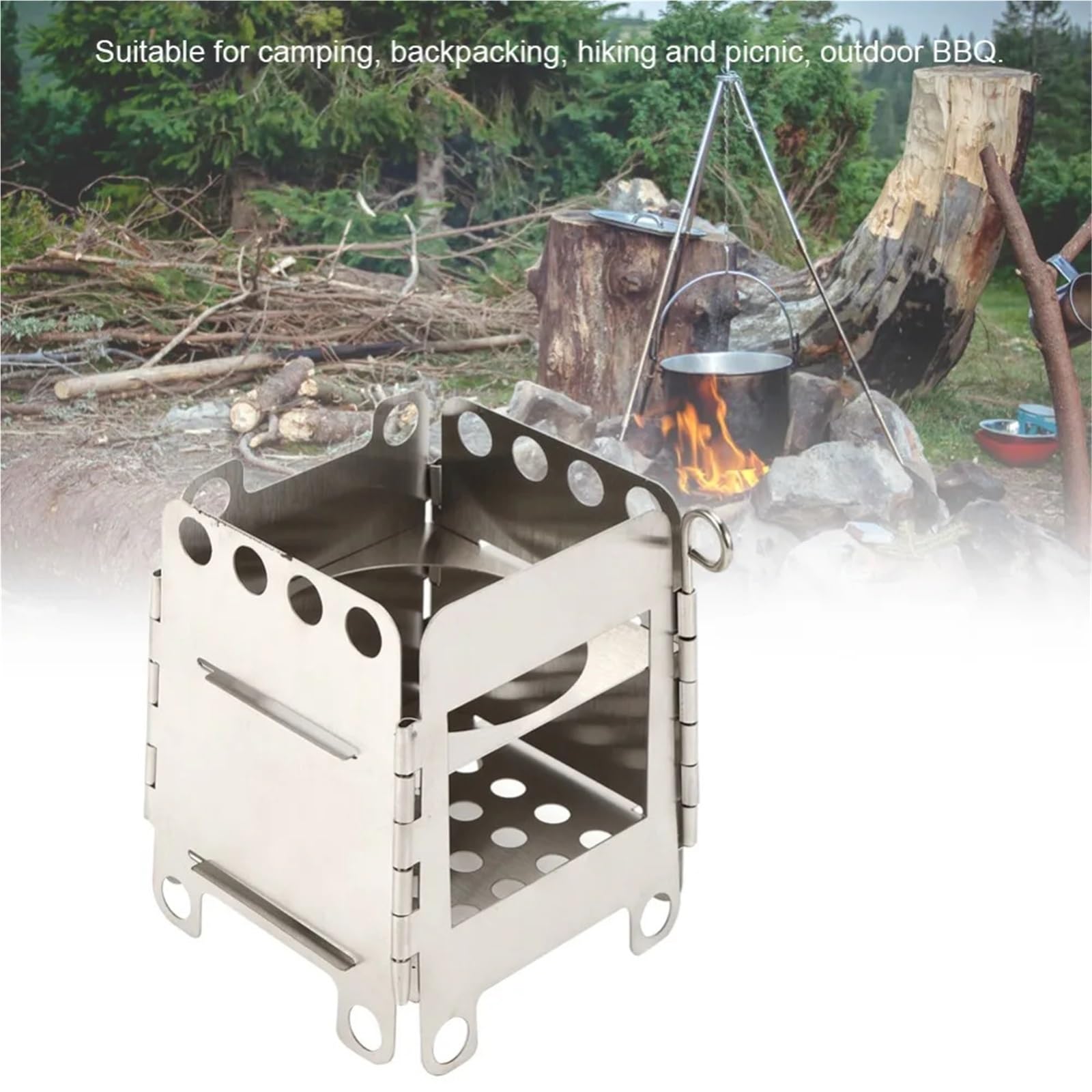 Braciere Da Campeggio Fornello Da Campeggio Leggero In Acciaio Inossidabile | Fori di ventilazione Pitz pieghevole portatile compatto che brucia staccabile