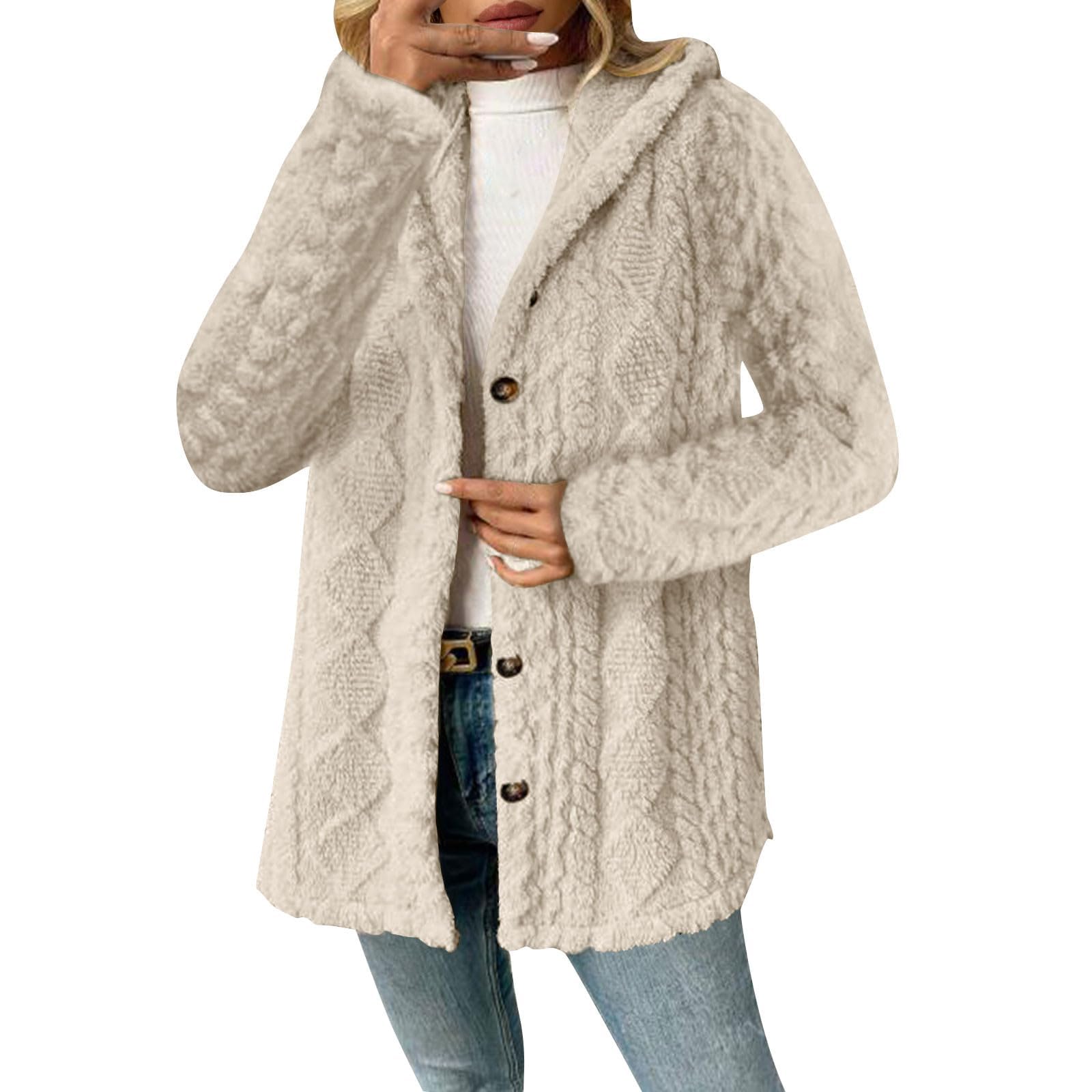 Fuzzy Cable Knit Coatigan