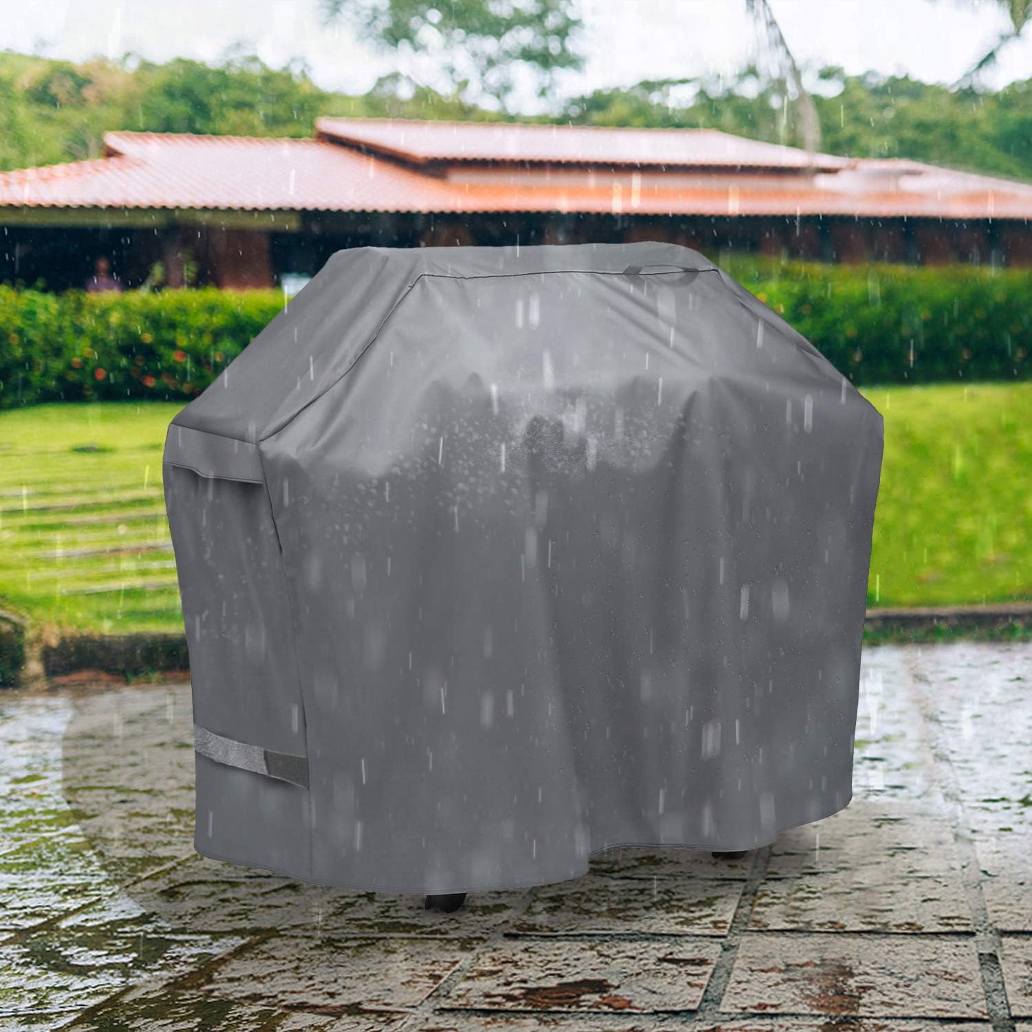 Unicook Grill Cover 55 Inch, Heavy Duty Waterproof BBQ Cover, Fade Resistant BBQ Grill Cover , Compatible with Weber, Char-Broil, Nexgrill and More Grills, Protect Your Grill Like New, Grey