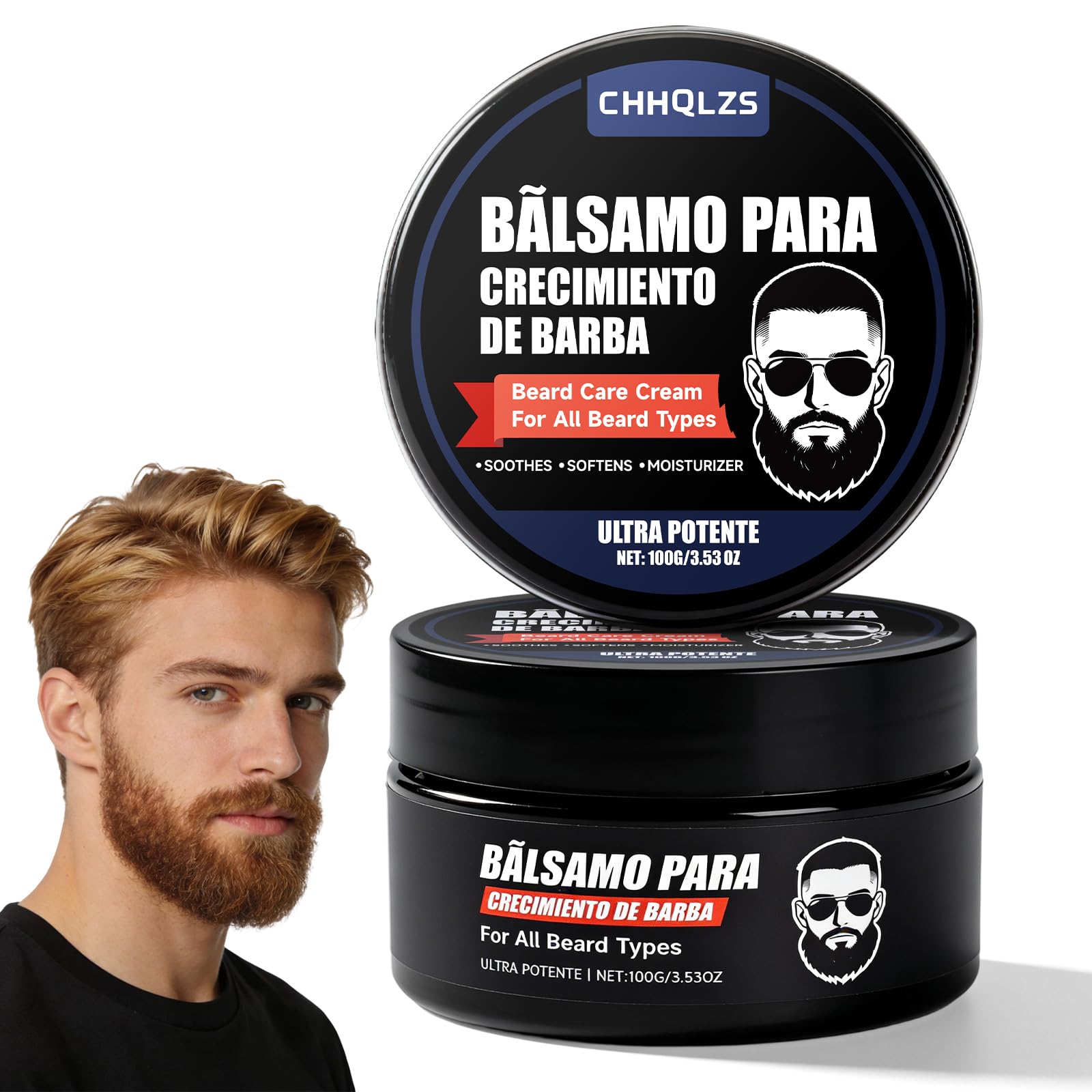 Estimulante Para Barba, Crecimiento De Barba Para Hombre, Beard Balm Beard Care Cream for Men Growth Serum, Bálsamo Barba Crece, Moisturizes & Strengthens Facial Hair, 100ml / 3.5oz (1PCS)