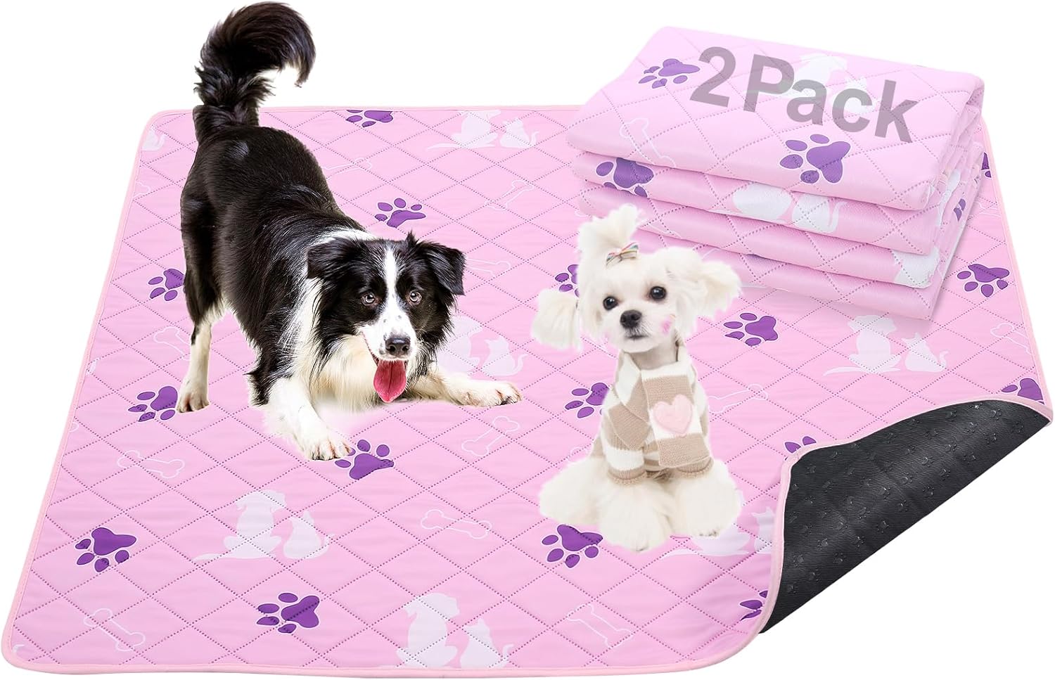 Suyfhdc Washable Pee Pads for Dogs, 2 Pack Reusable Puppy