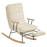 SONGMICS HOME Poltrona a Dondolo, Gambe in Legno di Hevea