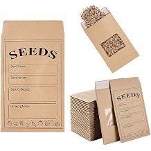 Seed Envelopes Bags - 50pcs Self-Adhesive Kraft Seeds Storage Envelopes Small Paper Bags With Clear Window For Flower and Vegetable Seed Saving 3.15 X 4.72in