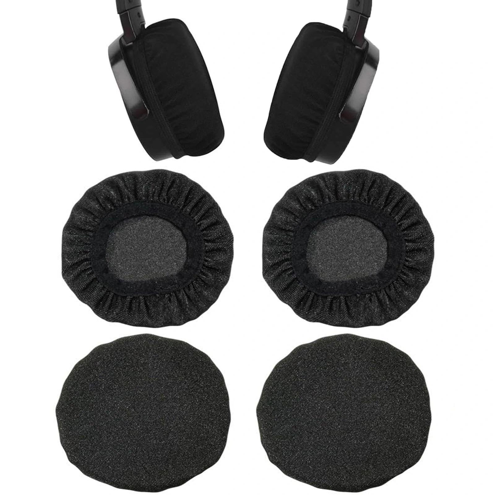 4 Pieces Headphone Earpad Covers, Stretchable Knit Fabric Earcup Protectors, Headphones Replacement Earpad, Reusable Headphone Sweat Covers Washable and Stretchable Fits 9-11cm Headsets