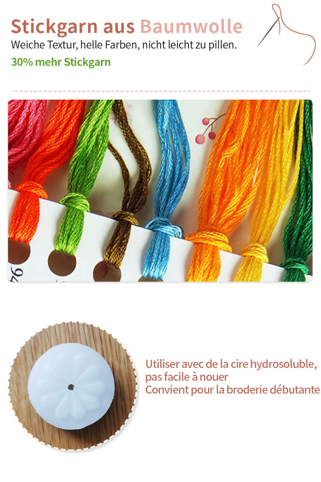 DIY Kreuzstich Set Blumen - Vorgedruckt 40x50 Cm Für Anfänger