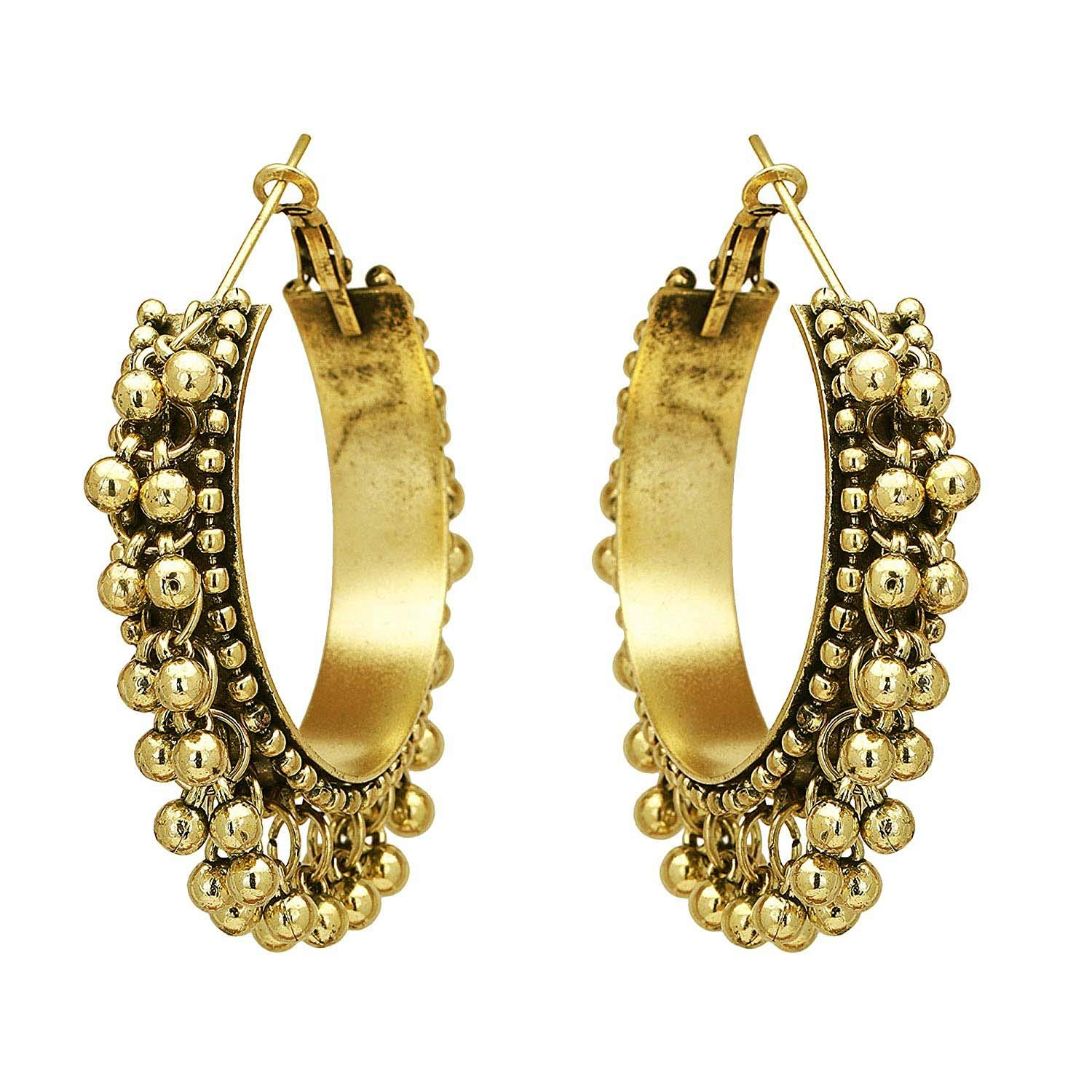 Total Fashion Handicraft Afghani Ghungroo Style Small Gold Hoop Earrings For Girls And Women (B07B9JYCWT) Amazon Price History, Amazon Price Tracker