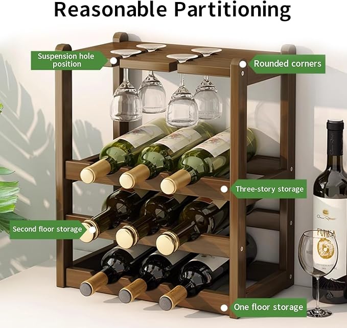 Soporte para Botellas de Bambú 20 Botellas 4 Niveles Mostrador miniatura 3