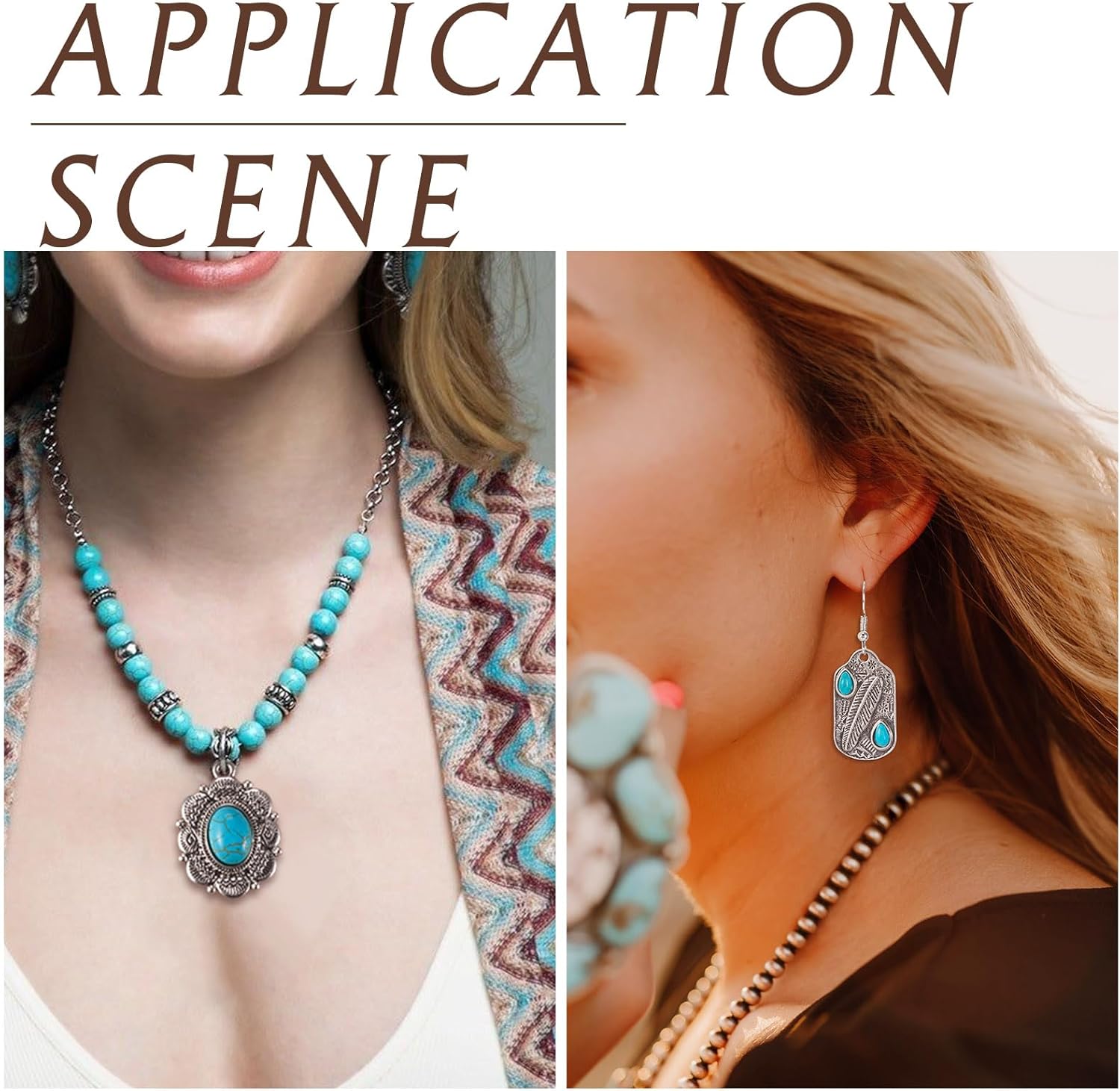 16Pcs 8 Styles Turquoise Stone Charms Tibetan Style Vintage Pendants Bohemian Healing Energy Gemstone Dangle Charms Large Western Jewelry for Bracelet Necklace Earring Making - Image 4