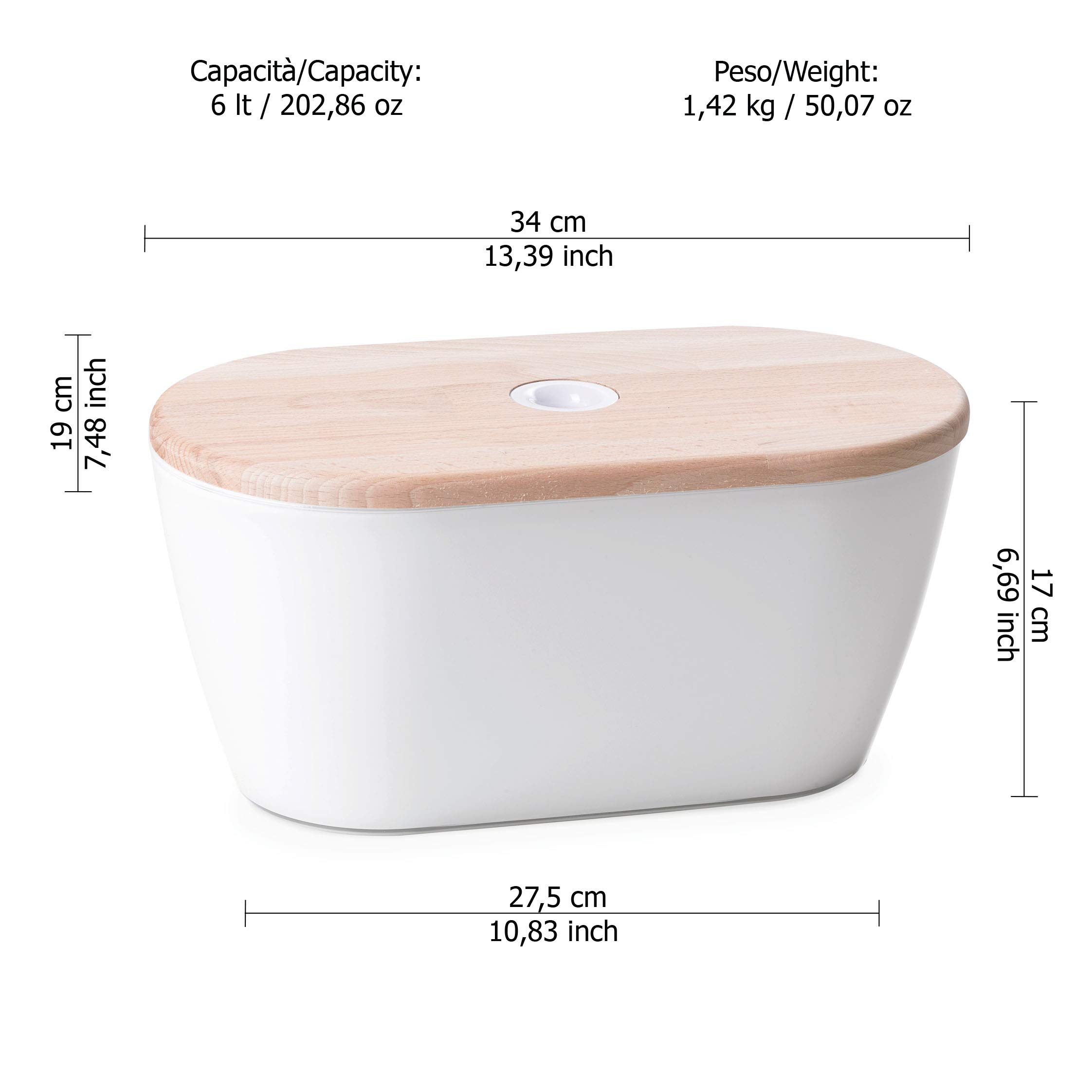 OMADA Portapane, Cassetta per Pane con Coperchio in Legno (34x19x H17 cm)