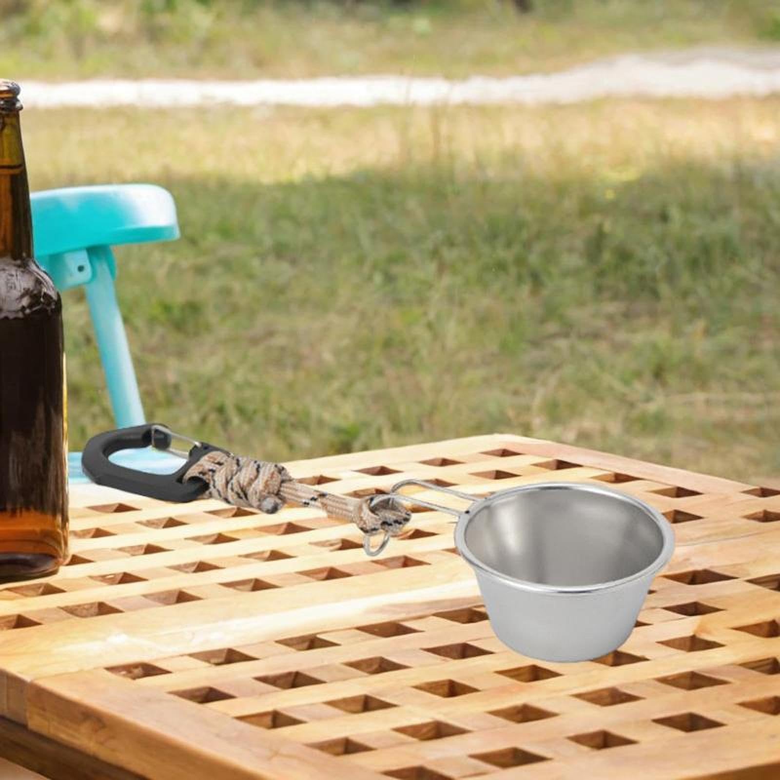 rockible Camping Cup Camping Bowl with Handle Reusable Compact Water Cup Tableware Portable for Camping Fishing Outdoor Travel, 30ml