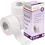 Healqu Silk Like Medical Tape - Durable Cloth Medical Tape - 1 in x 10yd, 4 Rolls - Surgical Tape Woven for Strongly Holding Large Dressings, Securing Splints, and Ideal for Long-Term Care