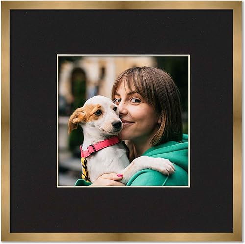 Miniatura 6 de Marco de 3 x 3 con paspartú, marco de madera de 7 x 7 pulgadas, hecho para exhibir impresión o póster de 3 x 3 pulgadas con paspartú negro para fotos