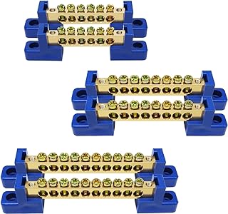 6PCS Grounding Bus Bar Kit 6/8/10 Positions Electrical Ground Bus Bars Brass Wire Screw Terminal Block OLA002-KIT