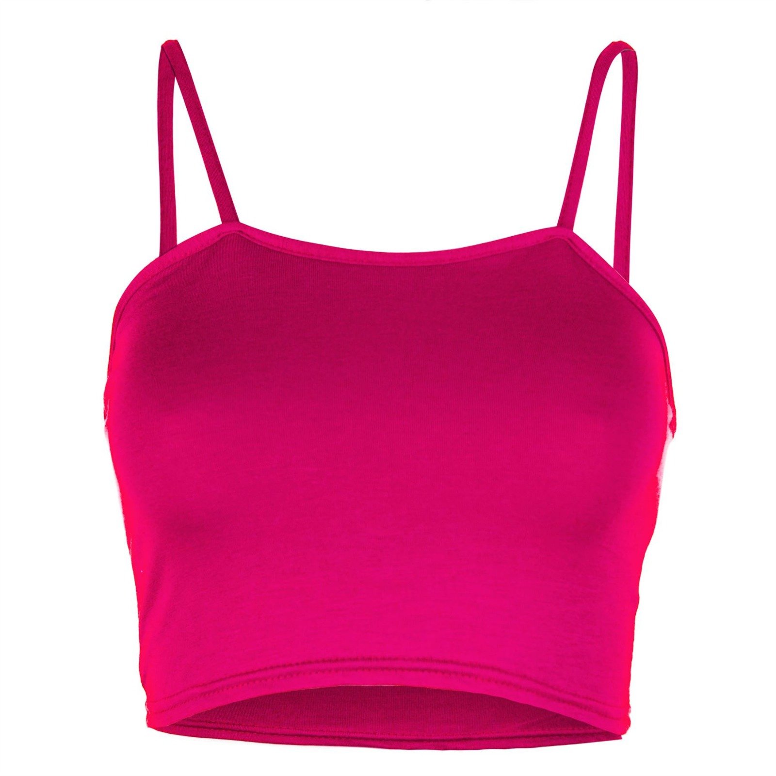 GirlzWalk Women's Ladies Crop Top Ladies Strappy Sleeveless Camisole Bralet Stretchy Vest (Cerise, SM 8-10)