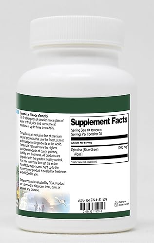 Miniatura 2 de Spirulina (Algas Azul-Verde) Polvo (1 oz, ZIN 511509)