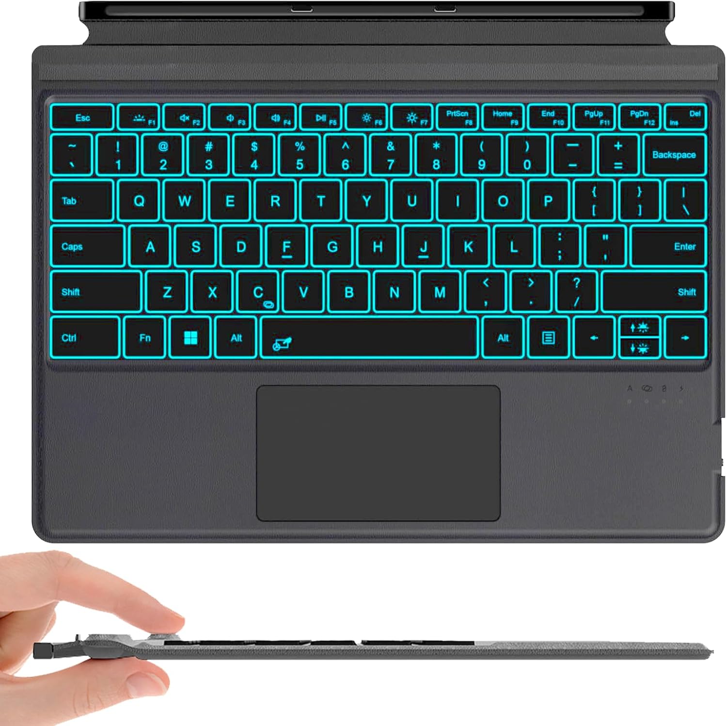 Surface Pro Keyboard for Microsoft Surface Pro 7 Plus 7/6/5/4/3 12.3 inch, Wireless Type Cover with 7 Color Backlit, Bluetooth Ultra-Slim Portable Magnetic Keyboard with Trackpad, Rechargeable Battery 12.3 in Surface Pro 7 Plus 7/6/5/4/3