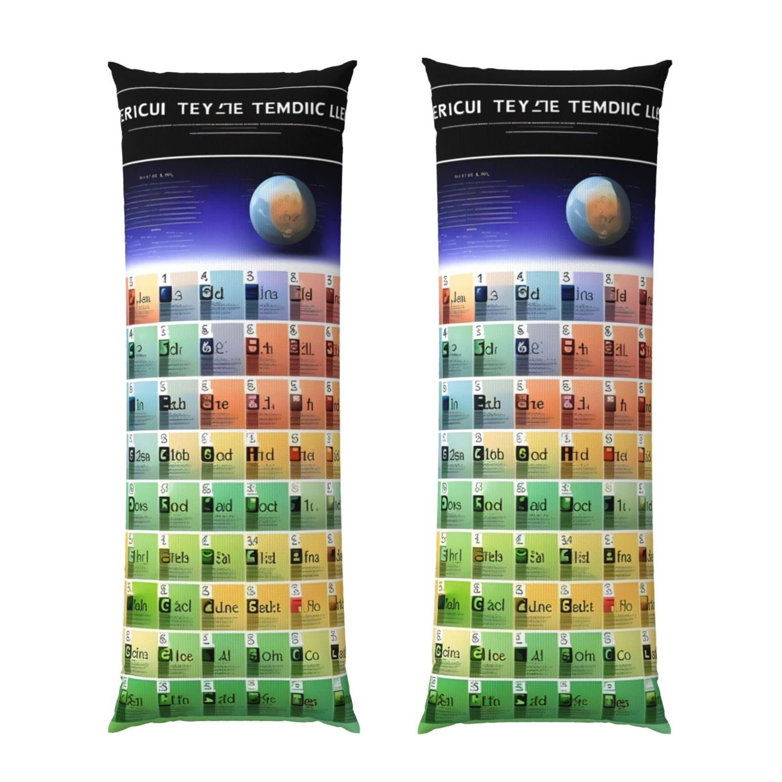 Taie d'oreiller longue tableau périodique en microfibre douce pour coussin de corps esthétique