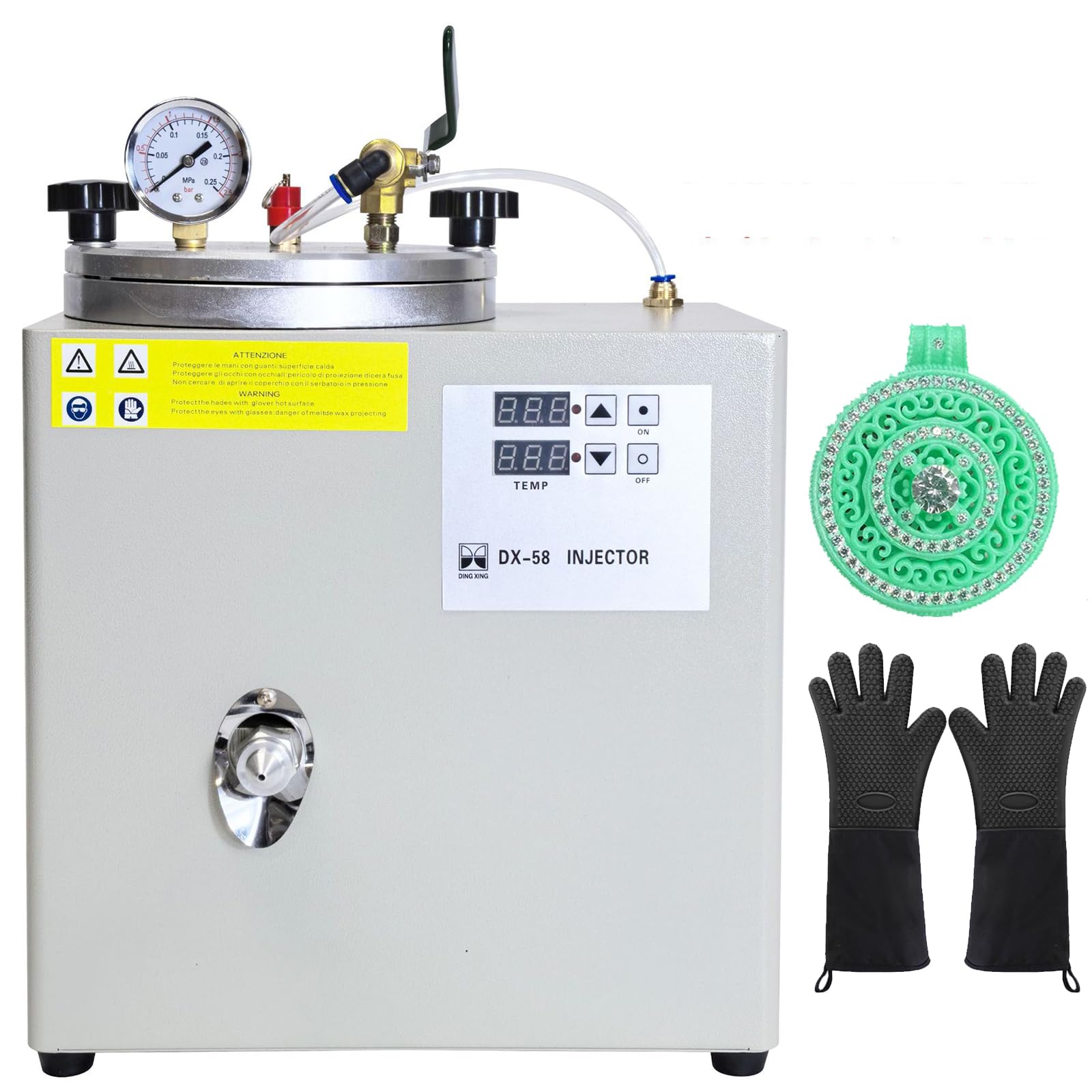 FHRKA 2.5L Square Wax Injector, Professional Wax Casting Machine, Digital Temperature Control, Feet, Pressure Gauge