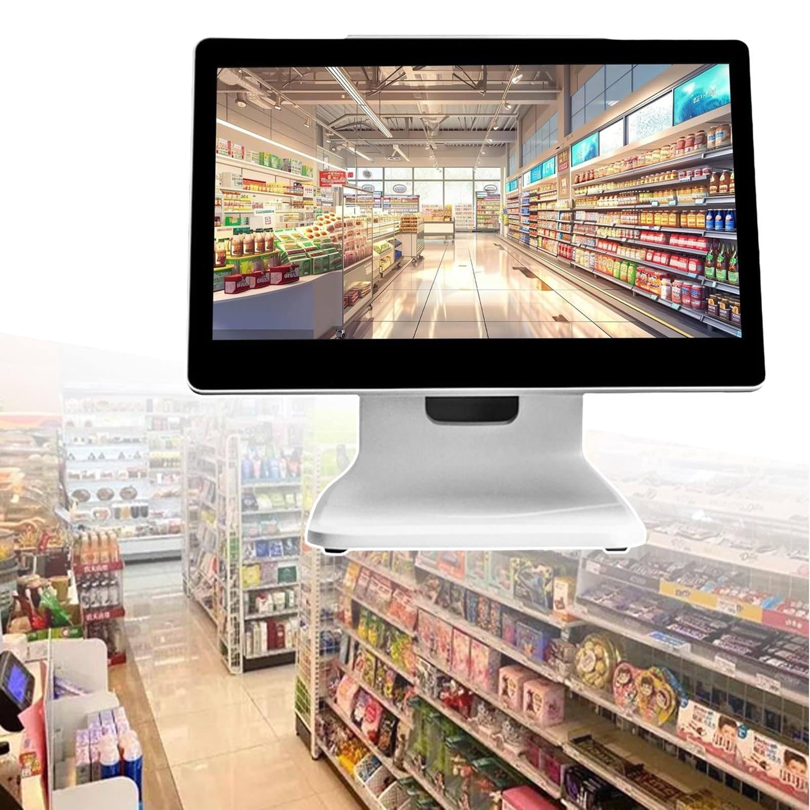 Caja registradora, Sistema TPV electrónico, con Pantalla táctil de 15,6", para Tiendas minoristas, restaurantes y supermercados.