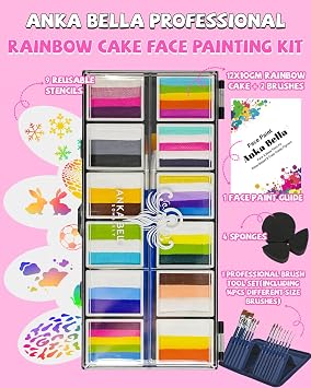 Anka Bella Professional Face Painting Kit for Kids and Adults with tutorial