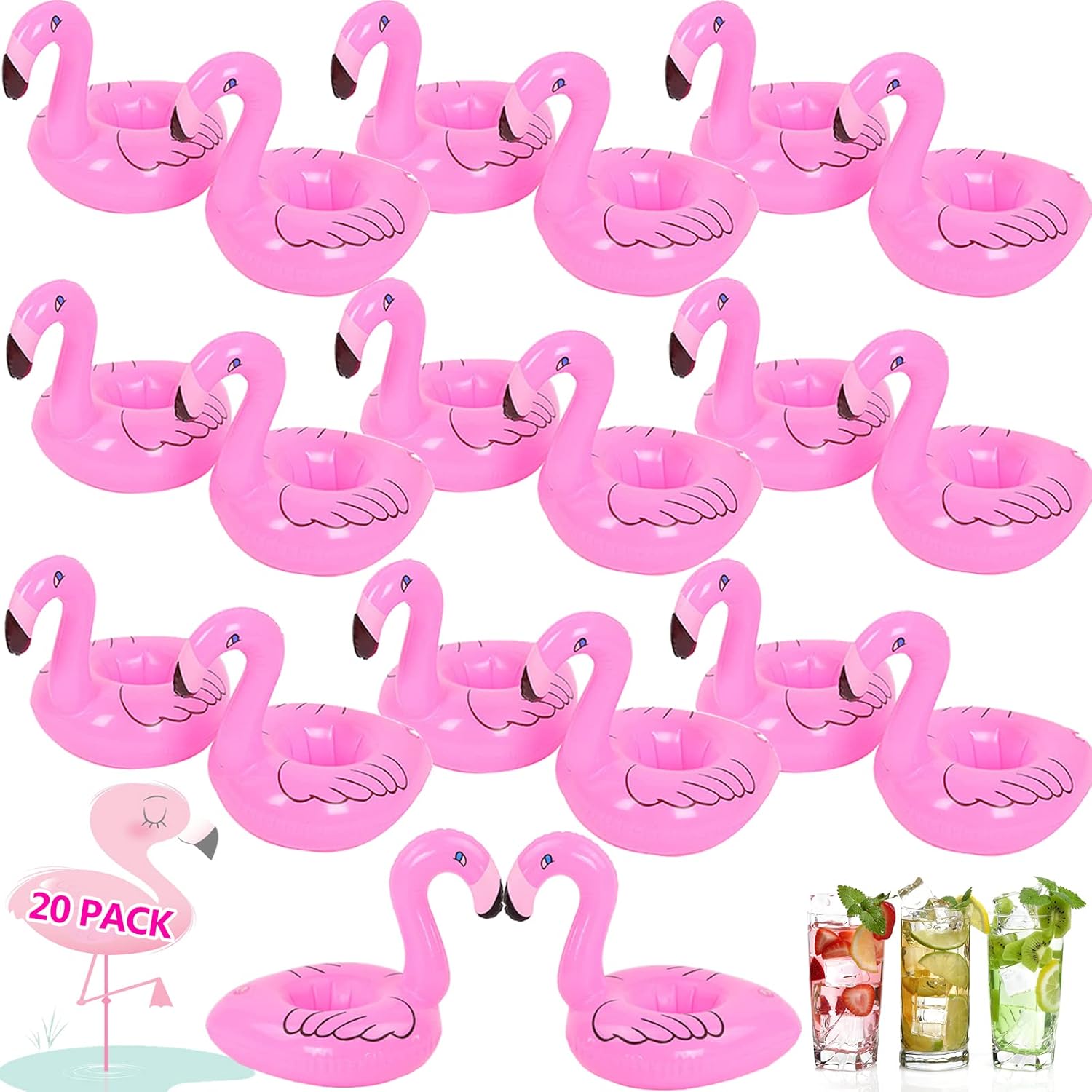 Flamingo Drink Floats 20 Pack Inflatable Flamingo Drink