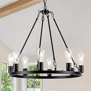 14 Rustic Living Room Ideas for Cozy Natural Textured Charm 87 8-Light Wagon Wheel Chandelier, Farmhouse Chandelier Dining Room Light F...