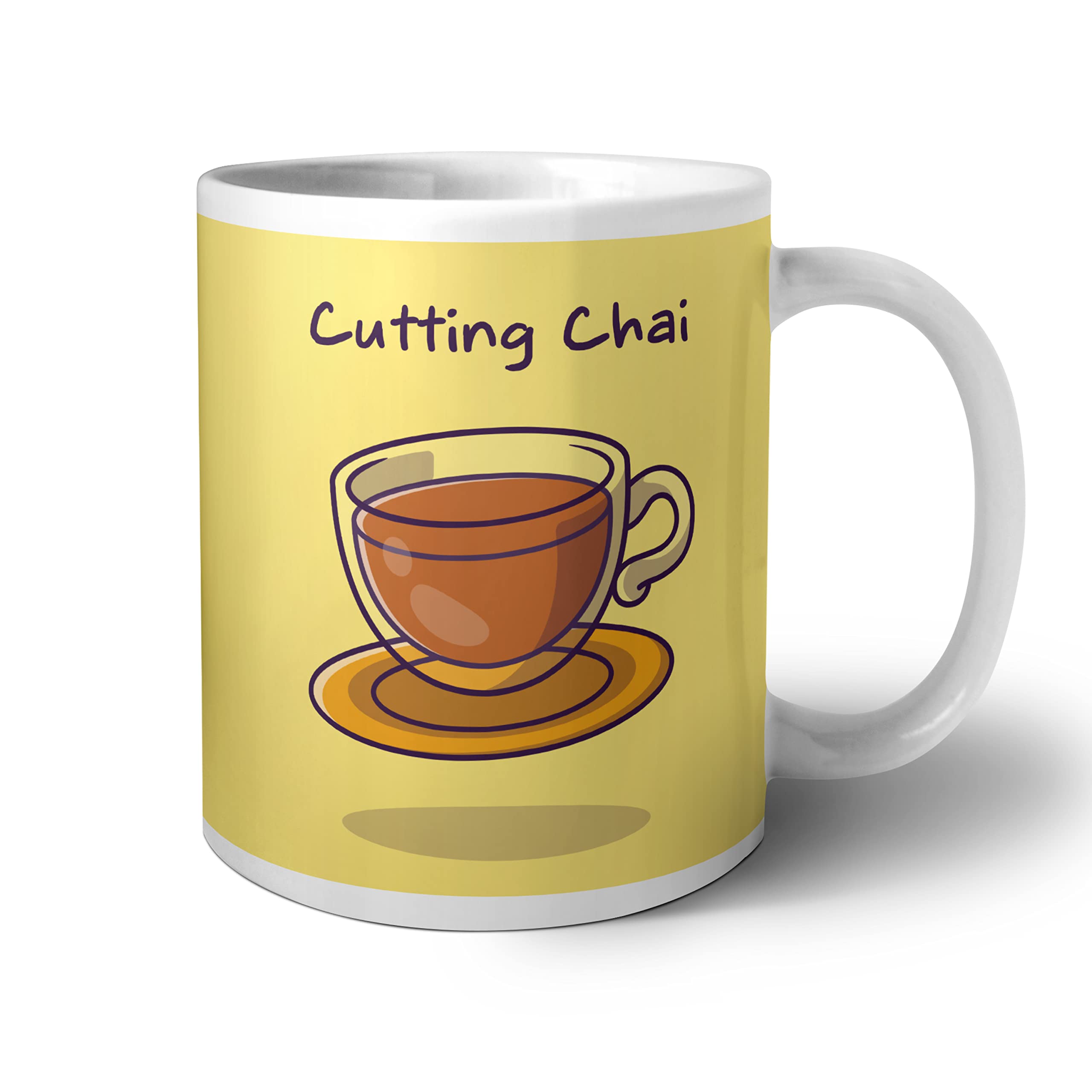 HikerCeramic Drinking Tea Coffee Mug with Cutting Chai Design / Custom Design Coffee Cups for Friends & Birthday Gifts (11oz | 325ml), White, 1 Piece