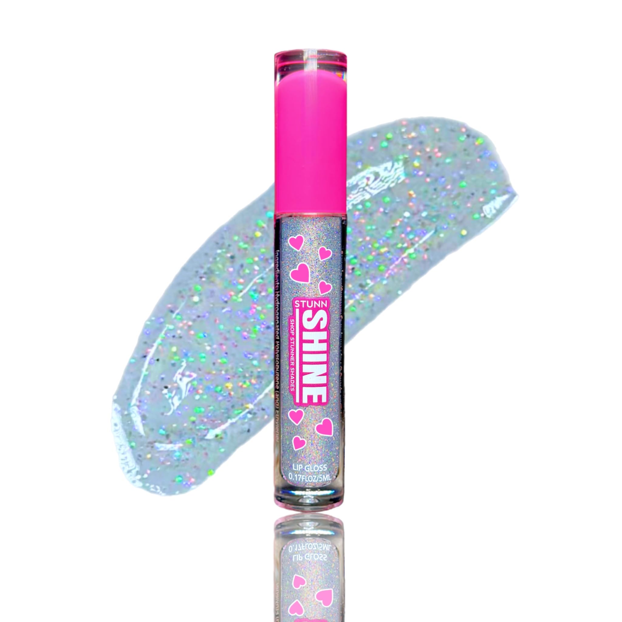 Stunn Shine, Glittery Holographic Lip Gloss For A Sparkly Finish, Infused With Coconut Oil, Vegan & Cruelty-free, (Glittery Clear, 0.15 Fl Oz)