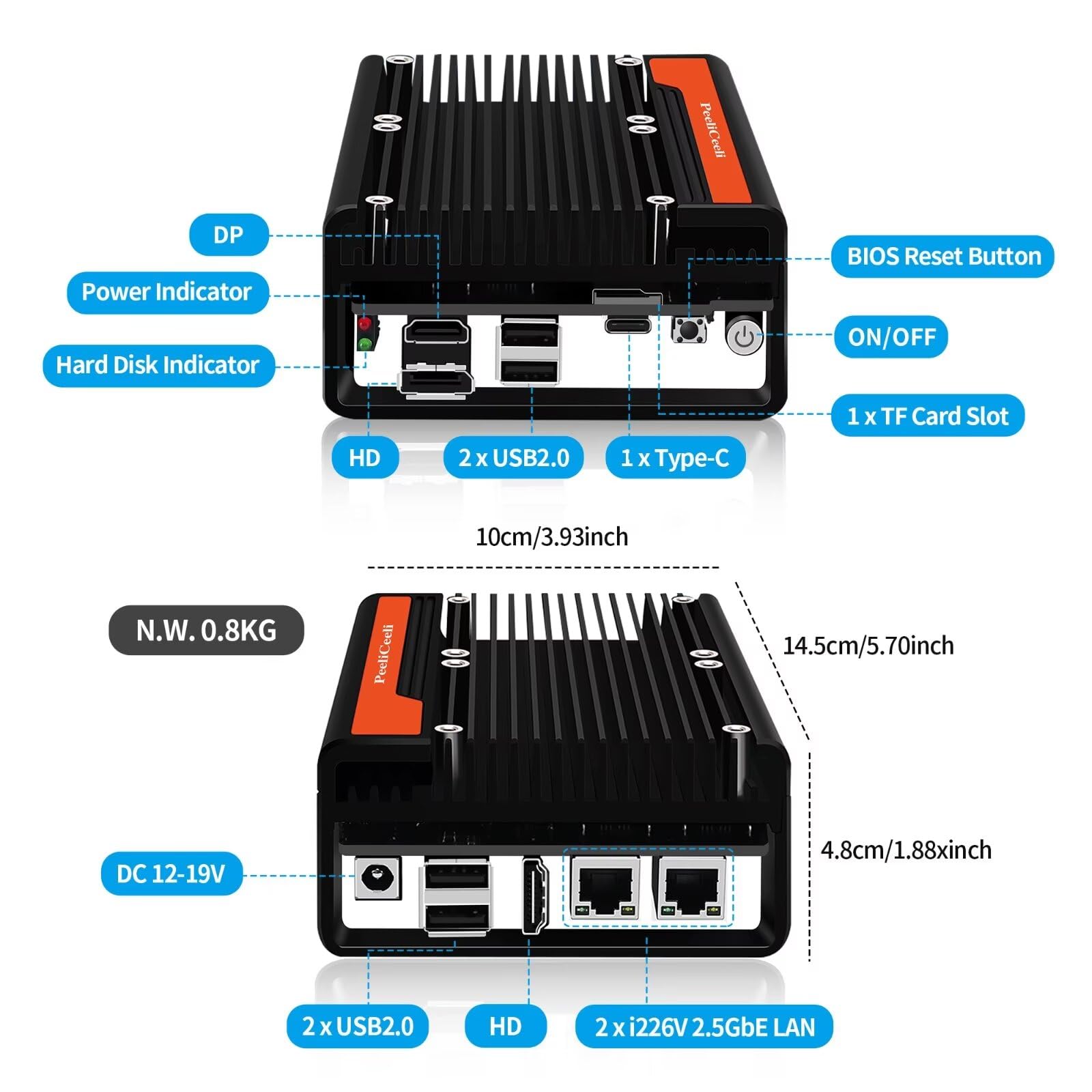 Mini PC Firewall Appliance, 12th Gen N200, Dual i226V 2.5G LAN Desktop Computer, 2HD, Designed for DIY/3D Printing Enthusiasts, Barebone, NO RAM, NO Storage, NO System