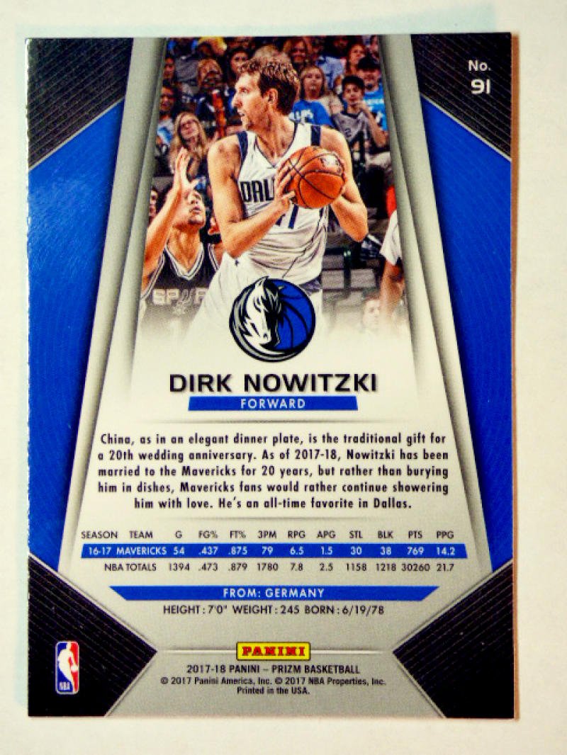 Amazon.com: 2017-18 Panini Prizm #91 Dirk Nowitzki Mavericks 