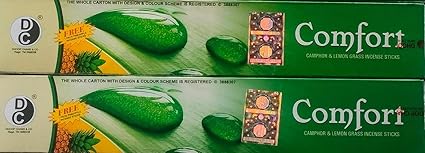 Dhoop Chand & Co Original DC Comfort Camphor and Lemon Grass Incense Sticks, Garden/Home/Party/Terrace use Anywhere Incense Sticks (120 Sticks in Each Pack) (Pack of 2)
