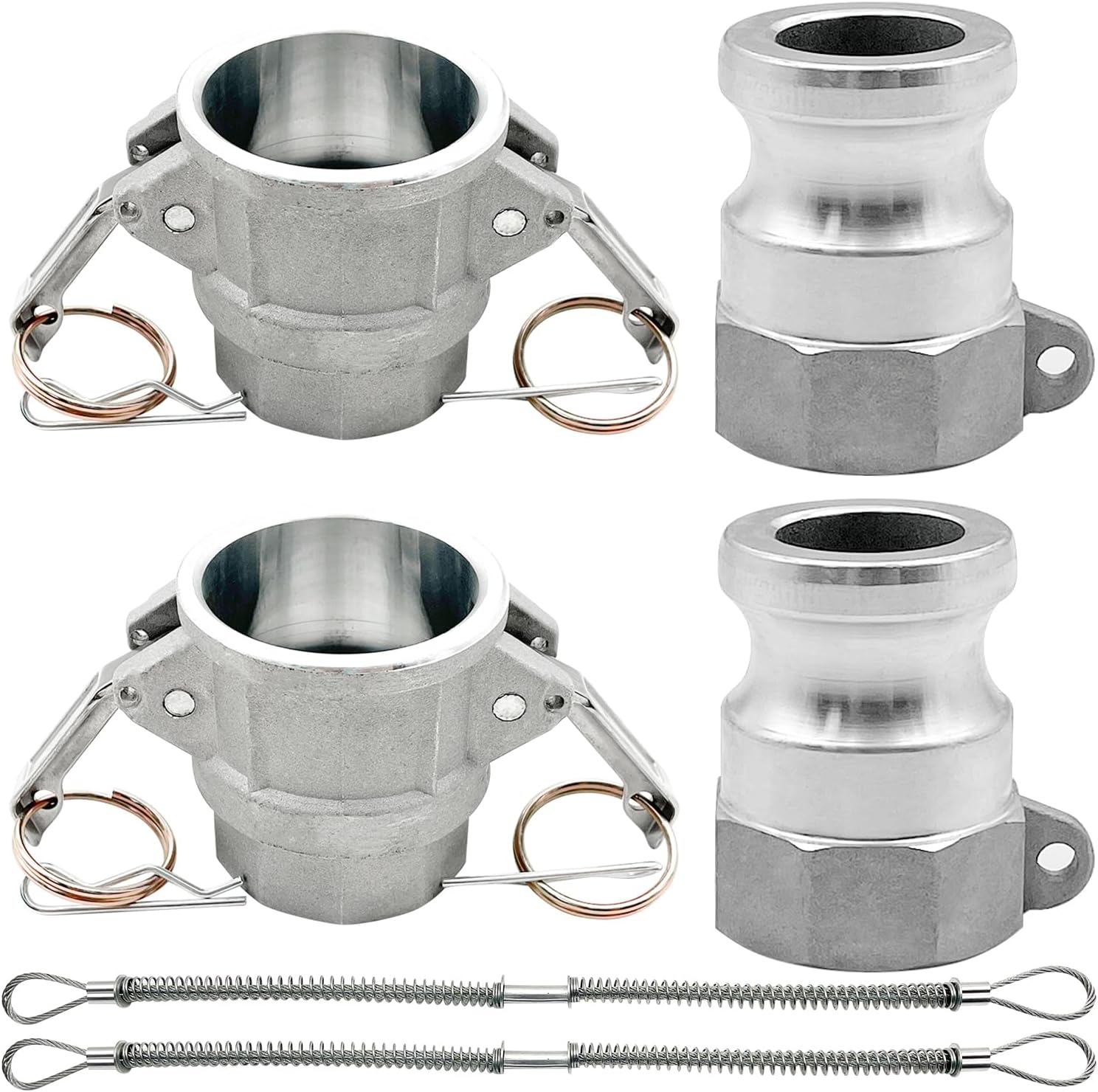 SAFBY 2 PCS Type A and Type D, Aluminum Cam Lock Fittings Cam Groove Fitting Camlock Fittings, Male and Female Adapter Female NPT Thread Camlock Fitting 2A+2D+2whip