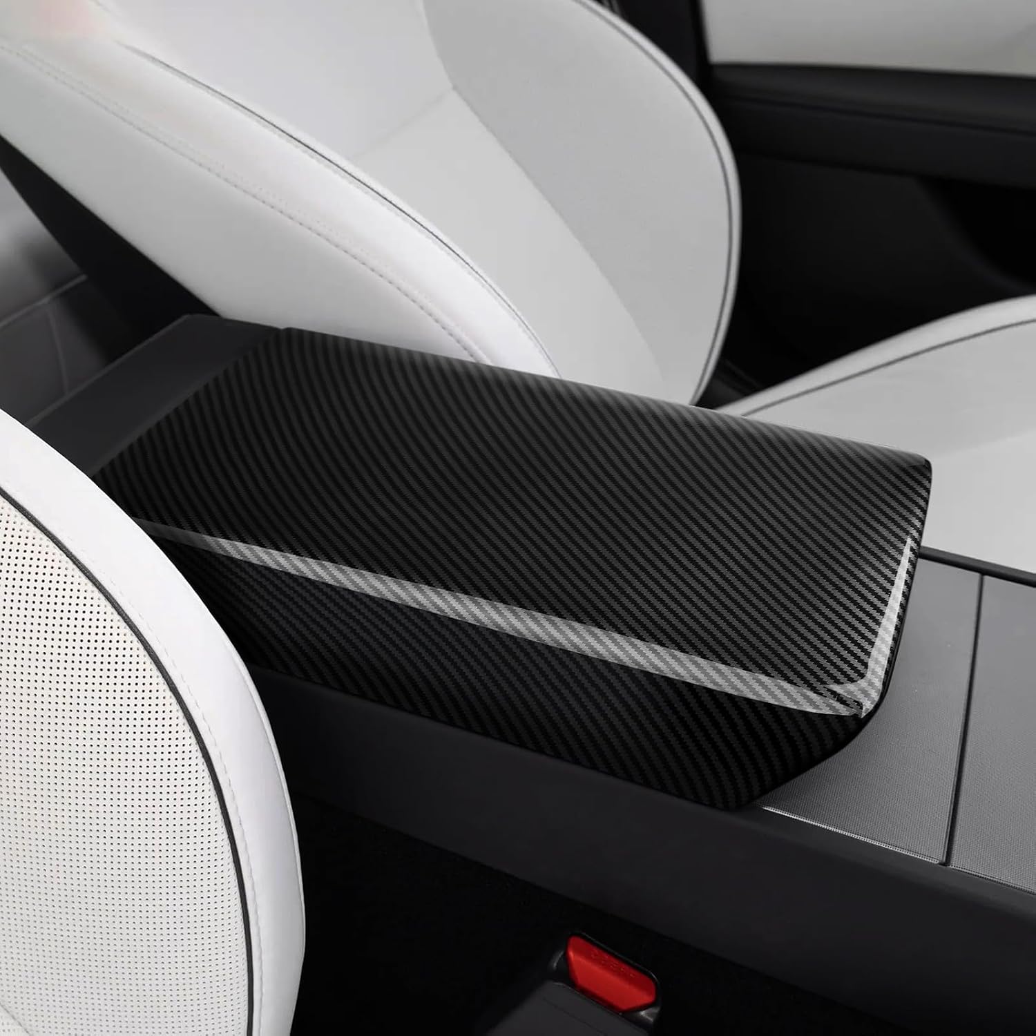 for Tesla Model 3 Highland 2024 2025 2026 Model Y Juniper 2025 2026 Accessories Car Armrest Lid Cover Trim Carbon Color ABS Decal Storage Box Sticker