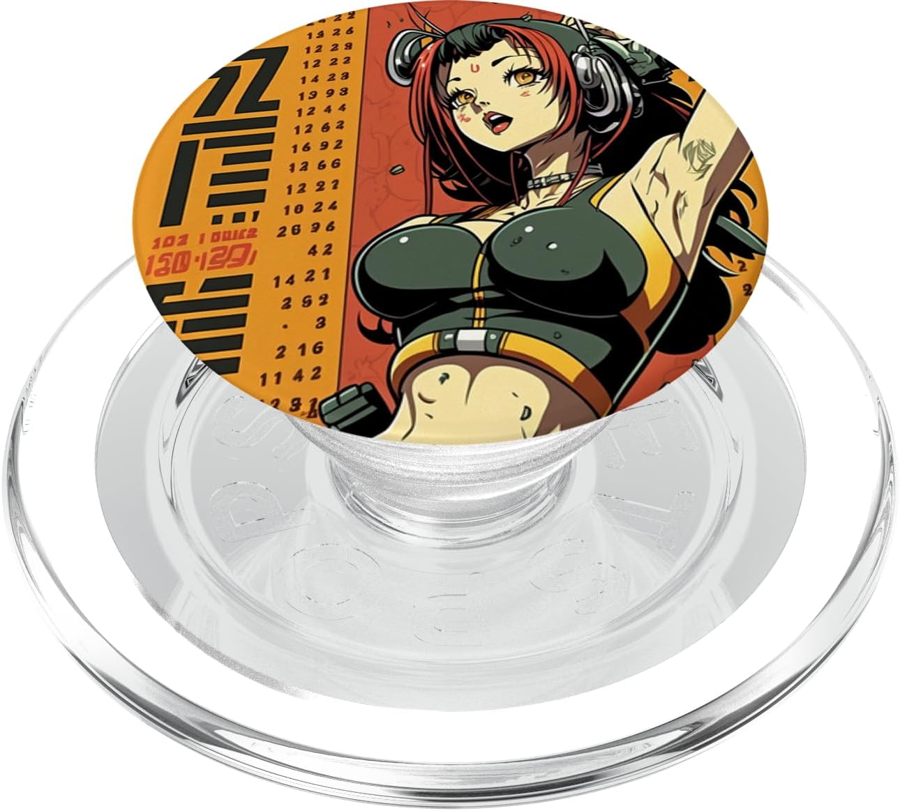 Sexy Japanese Cyberpunk Girl Futuristic Anime Cartoon Sci Fi PopSockets MagSafe PopGrip for iPhone