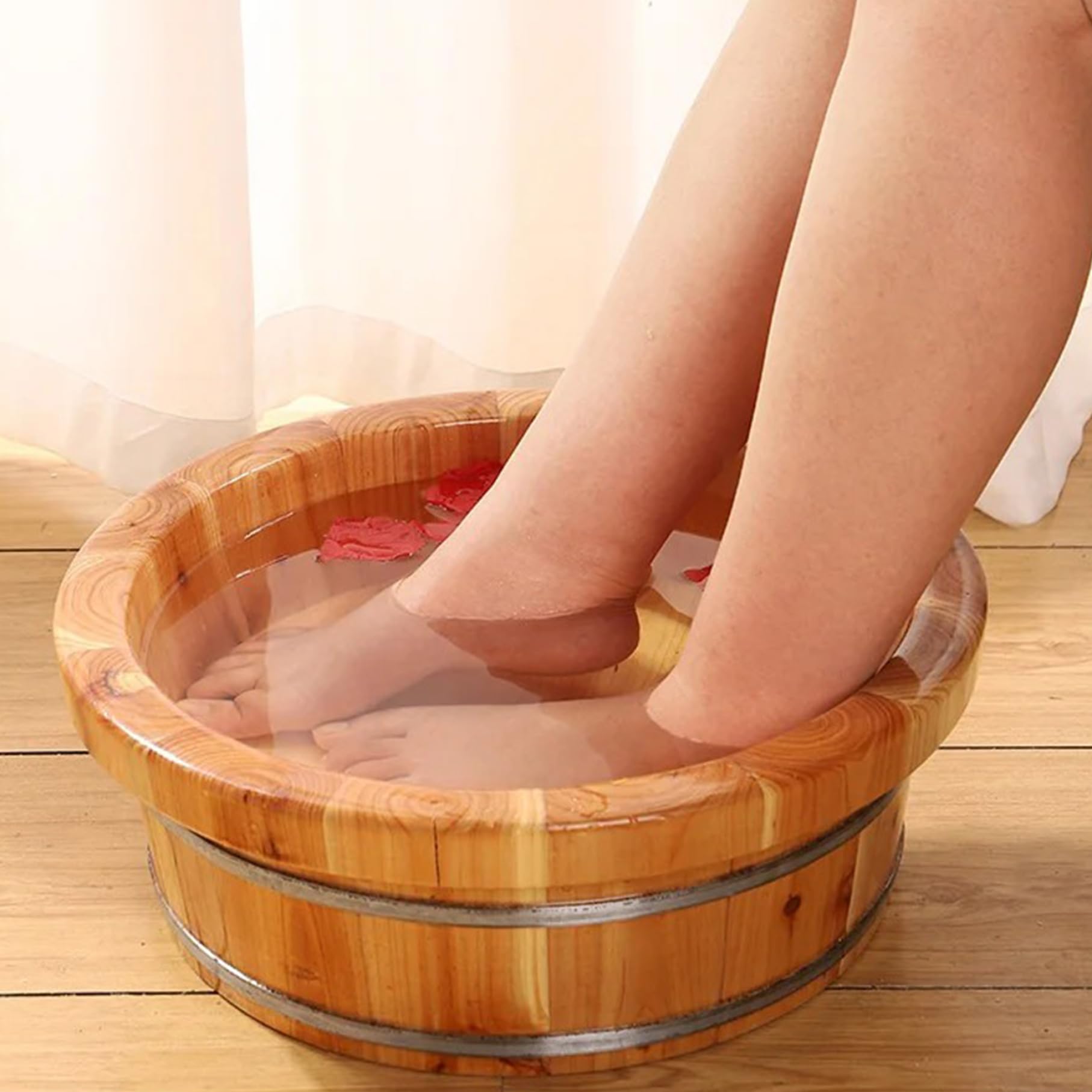 Ciotola per pedicure Vasca per piedi in legno 14, 2x6, 3 | Legno naturale liscio, ottimo per la cura dei piedi, ideale per sessioni spa a casa
