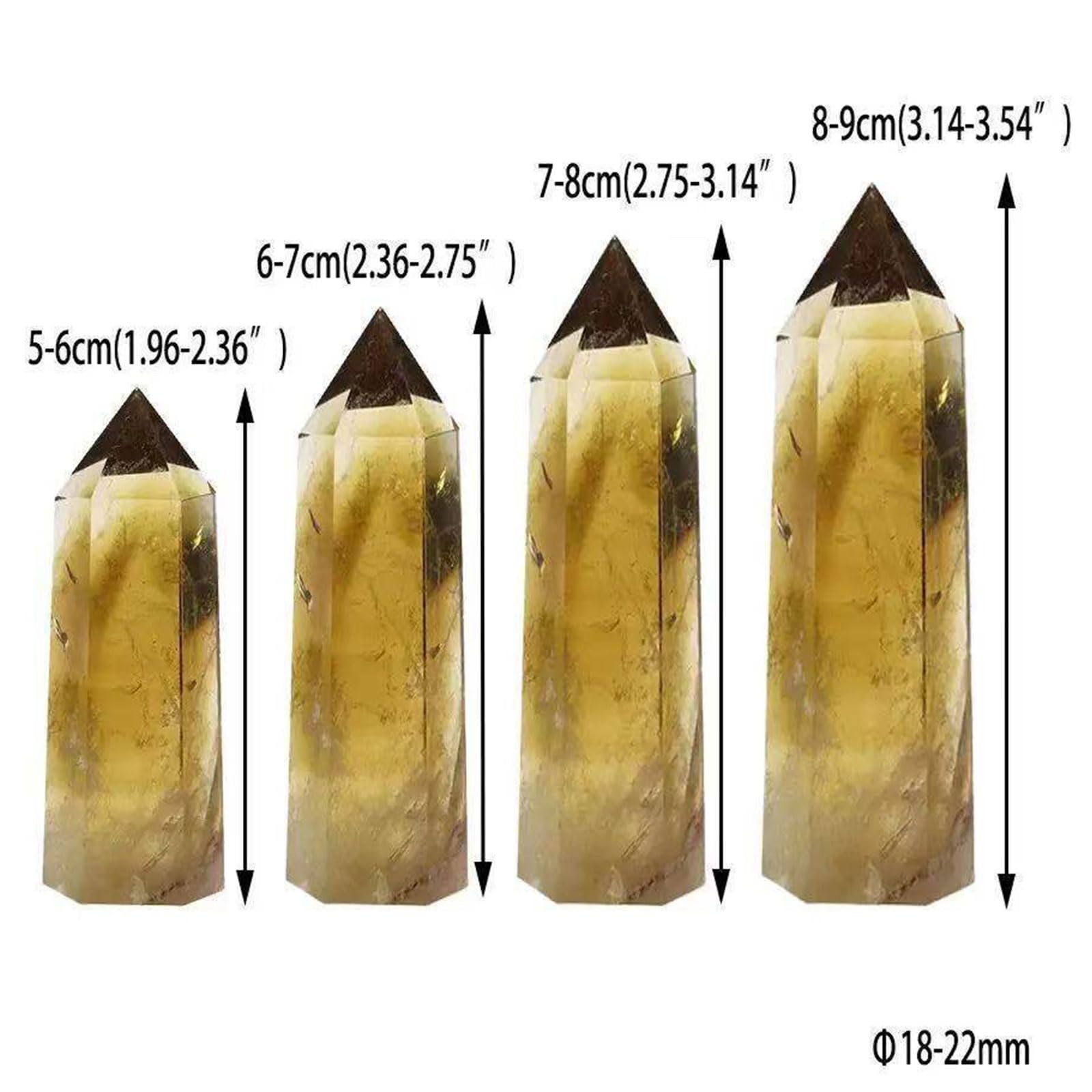 Figurina di Pietre curative della Torre di Cristallo citrino Naturale 1PC,9~10cm | Bacchetta di cristallo Reiki a prisma a punta singola e 6 facce, per meditazione, chakra e arredamento