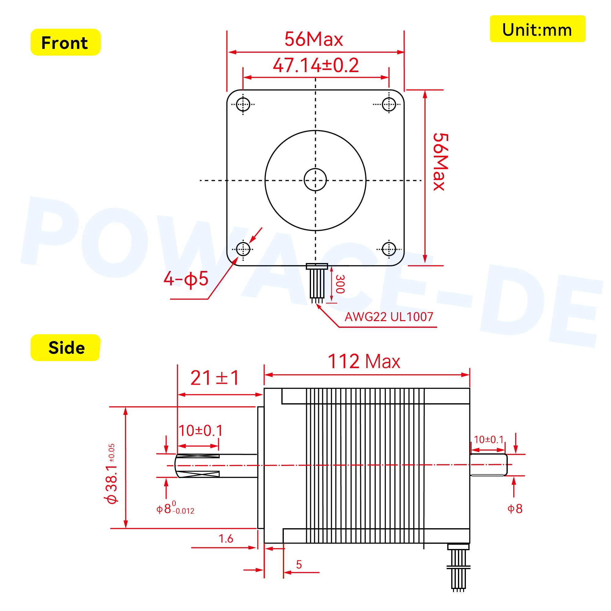 RATTMMOTOR motore stepper Nema 23, motore stepper a doppio albero a 4 fili 2,8 Nm (425 oz.in) 3 A 1,8 gradi 57x57x112 mm per stampante 3D/fresa CNC